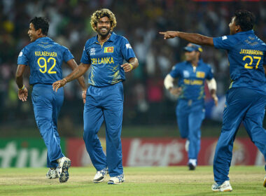 Nuwan Kulasekara and Lasith Malinga during Sri Lanka's ultimately successful 2014 World T20 campaign